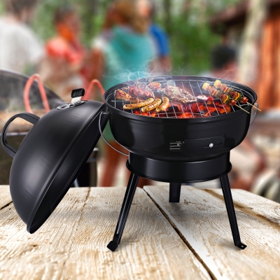 Outsunny Outdoor Portable Charcoal Grill BBQ Garden w/ Handle Black