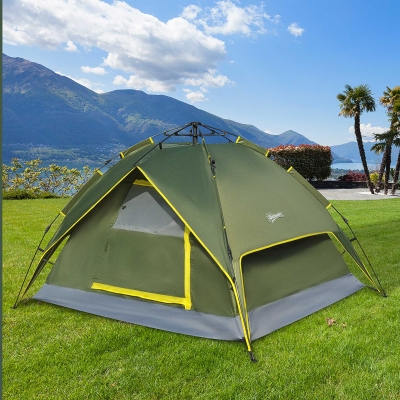 Outsunny 3-4 Person Double Layer Family Camping Hiking Instant Tent Auto