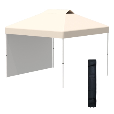 Outsunny 10' x 10' Pop Up Gazebo Tent Outside Canopy w/ Roller Bag for Patio, Beige