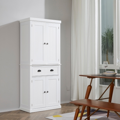 HOMCOM Tall Colonial Style Free Standing Kitchen Pantry Storage Cabinet