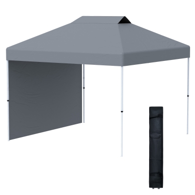 Outsunny 10'x10' Pop Up Gazebo Tent Outside Canopy w/ Roller Bag for Patio Grey