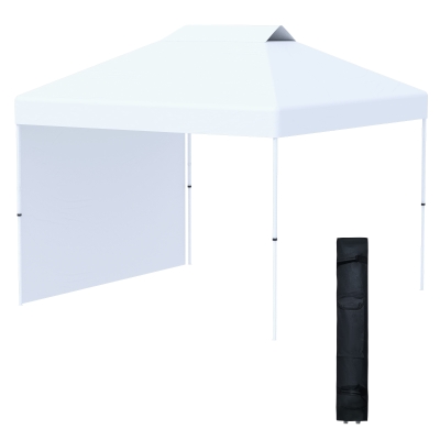 Outsunny 10'x10' Pop Up Gazebo Tent Outside Canopy w/ Roller Bag for Patio, White