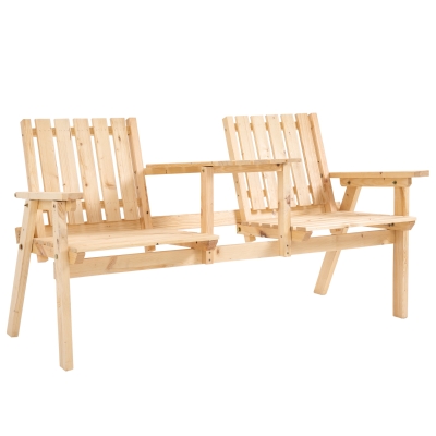 Outsunny Outdoor Patio Tete a Tete Loveseat Garden Bench Chair Table Umbrella Hole