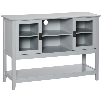 HOMCOM Modern Sideboard Buffet Entryway Storage Cabinet with Framed Glass Doors, Multiple Storage Options, and Anti-Topple, Grey