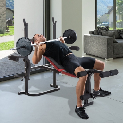 Soozier Multi-Function Adjustable Weight Training Bench Gym Fitness Lifting Bench with Butterfly & Leg Extension