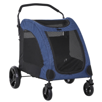 PawHut Foldable Dog Stroller with Storage Pocket, Oxford Fabric for Medium Size Dogs - Blue