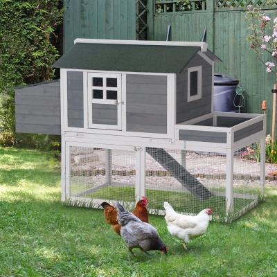 PawHut 63''Wooden Chicken Coop Hen Hutch Poultry House Nesting Cage Planting Box