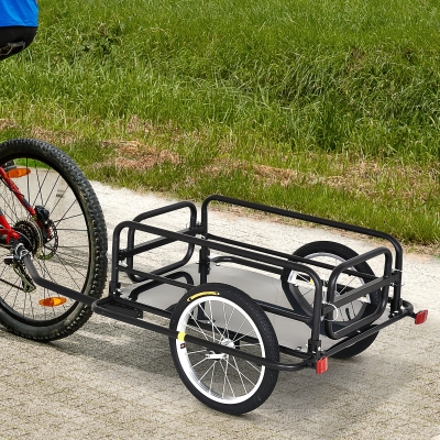 Aosom Folding Bicycle Cargo Trailer Utility Bike Cart Travel Luggage Carrier Garden Patio Tool New