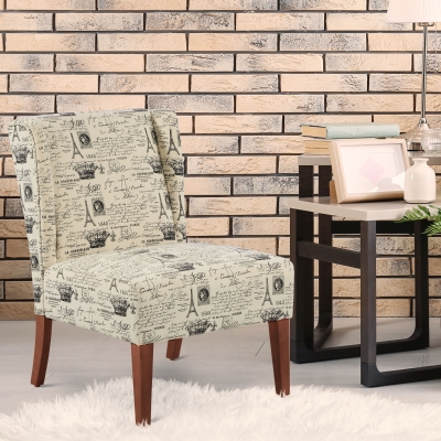 HOMCOM Upholstered Armless Accent Chair, Wingback, Linen Fabric