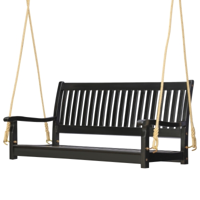 Outsunny Wooden Swing Bench Garden w/ Supportive Ropes for 2 Person Without Frame