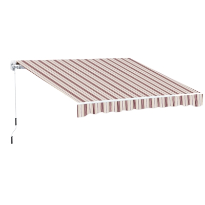 Outsunny 13' X 8' Manual Retractable Sun Shade Patio Awning - Red