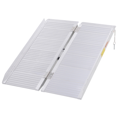 HOMCOM Textured Aluminum Folding Wheelchair Ramp, Portable Threshold Ramp 3', for Scooter Steps Home Stairs Doorways