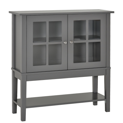 HOMCOM Wood Sturdy Living Room Storage Table Sideboard Buffet with Window Pane Doors
