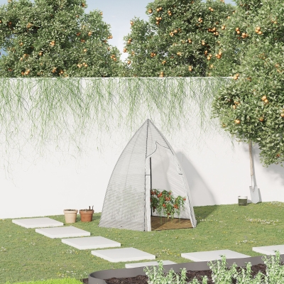 Outsunny 63" x 54" x 71" Greenhouse Portable Hot House for Plants with Zipper Roll Up Door and Window for Outdoor, Garden, Patio, White