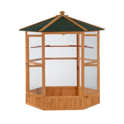 PawHut Large Wooden Aviary Flight Bird Cage With Covered Roof Outdoor Wood Aviary