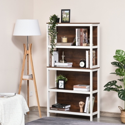 Bookshelf 31.5"x11.75"x59.75" White/Walnut