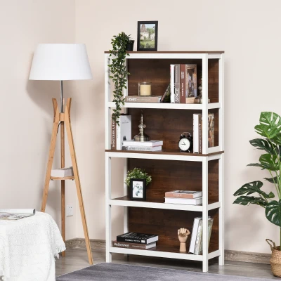 Bookshelf 31.5"x11.75"x59.75" White/Walnut