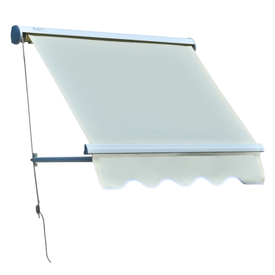 Outsunny 4' Patio Drop Arm Manual Retractable Sun Shade Window Awning - Cream
