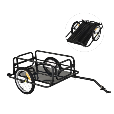 Aosom Wanderer Folding Bicycle Storage Cart, Cargo and Luggage Trailer with Hitch