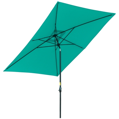 Outsunny 6.6 X 10 ft Rectangular Market Umbrella Patio Outdoor Table Umbrellas with Crank & Push Button Tilt, Teal