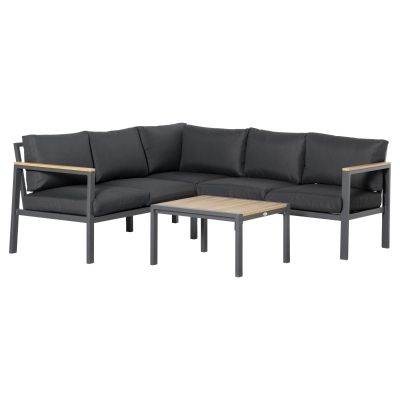 Outsunny 5 Seater Patio Furniture Set, Aluminum Outdoor Conversation Sofa Set with Coffee Table & Cushions, Dark Grey
