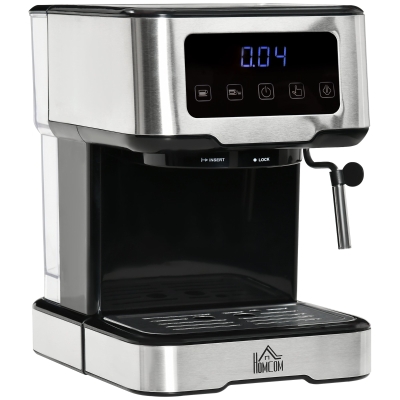 HOMCOM Espresso Machine with Milk Frother Wand, 15-Bar Pump Coffee Maker with 1.5L Removable Water Tank for Espresso, Latte and Cappuccino
