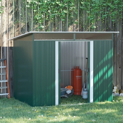 Outsunny 6' x 8.5' Outdoor Metal Garden Shed Utility Tool Storage Steel Backyard House, Dark Green