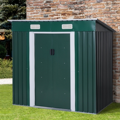Outsunny 77"x 48" Metal Patio Storage Shed Lockable Arrow Shed Tool Yard, Green
