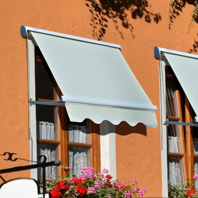 Outdoor 4FT Drop Arm Manual Window Awning - Adjustable - Cream - White