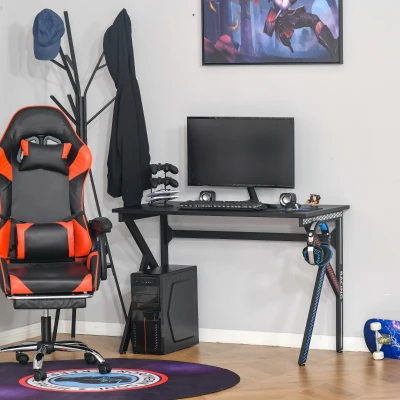 HOMCOM 43" Racing Gaming Desk, Black Multi-Colored Steel Frame