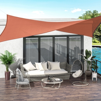 Outsunny Rectangle 13’ x 20’ Canopy Sun Sail Shade Garden Cover UV Protector Outdoor Patio Lawn Shelter with Carrying Bag (Rust Red)