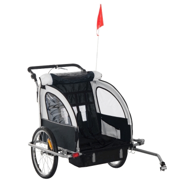 Aosom Elite 360 Swivel Child Bike Trailer- Black / White