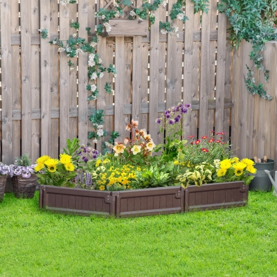 Outsunny 48" x 48" Raise Garden Bed Kit, Planter Box Above Ground for Flowers/Herb/Vegetables Outdoor Garden Backyard with Easy Assembly, Brown