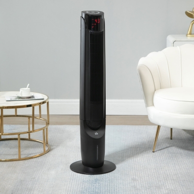 HOMCOM Ice Cooling Tower Fan, Water Conditioner Evaporative Air Cooler Unit with 4 Modes, 3 Speed, Remote Control, Timer, Oscillating for Home Bedroom, Black