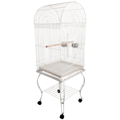 PawHut Play Open Top Bird Cage 60" Budgie Cage for Finches, Canaries with Rolling Stand, Removable Tray, Perches, Storage Shelf White, 21.3" x 21.3"