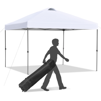 Outsunny 10' x 10' Outdoor Pop Up Canopy Tent Gazebo w/ Adjustable Legs and Bag White
