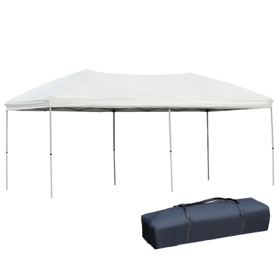 Outsunny 20' x 10' Folding Portable Canopy Tent Gazebo with an Adjustable-Height Frame, UV-Fighting Roof, & Carrying Bag