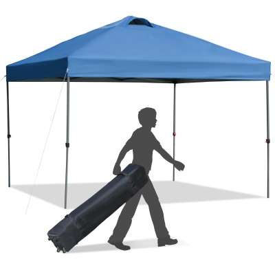 Outsunny 10' x 10' Outdoor Pop Up Canopy Tent Gazebo w/ Adjustable Legs and Bag Blue