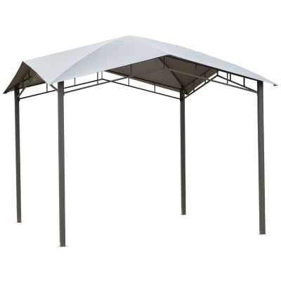 Outsunny 10' x 10' Soft Top Patio Gazebo Outdoor Canopy with Unique Geometric Design, Steel Frame, & Weather Roof Grey