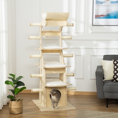 Cat Tree 31.5" x 23.5" x 63" Beige