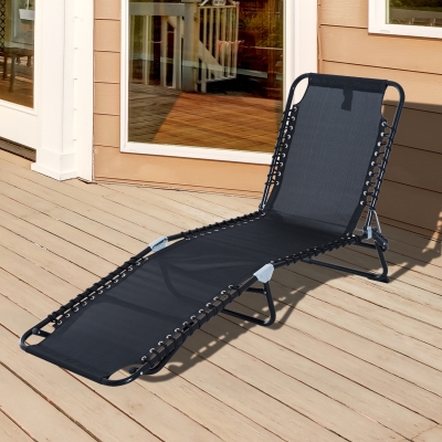 Outsunny 3-Position Portable Reclining Beach Chaise Lounge Adjustable Sleeping Bed