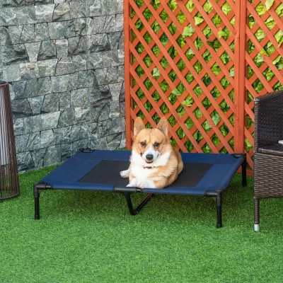 PawHut 36" Elevated Dog Cot Bed with Mesh Ventilation - Blue