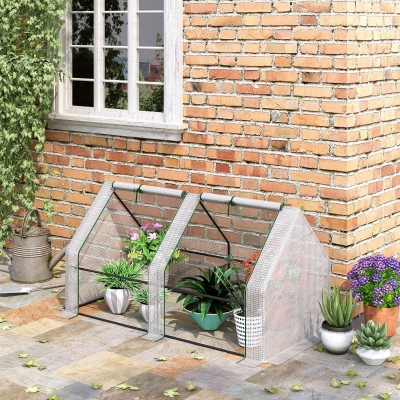 Outsunny 6' x 3' x 3' Portable Tunnel Greenhouse Outdoor Garden Mini with Large Zipper Doors & Water/UV PE Cover