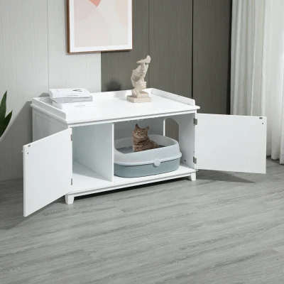 PawHut Cat Litter Box Furniture with Hidden Storage