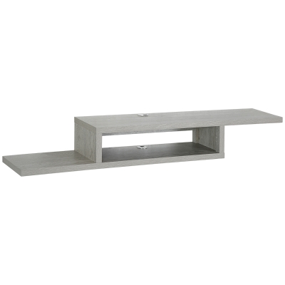 HOMCOM Wall Mounted Media Console, Floating TV Stand Component Shelf, Entertainment Center Unit, Grey