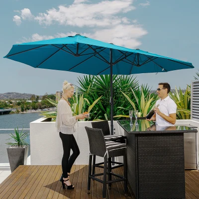 Patio Umbrella 15' x 8.85' x 7.9' Light Blue