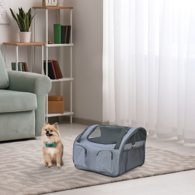 PawHut 3in1 Pet Car Booster Seat Dog Carrier Travel Bag Gray