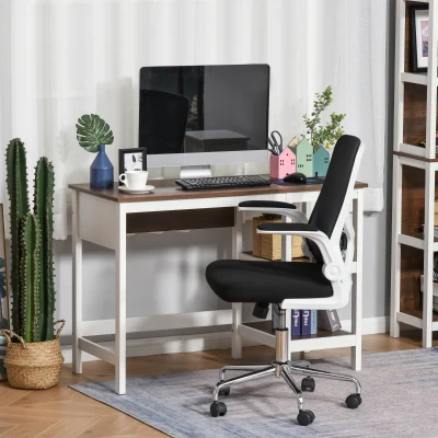 HOMCOM Home Office Desk, Writing Table with Shelves - White