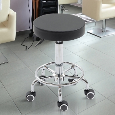 Vinsetto Adjustable Swivel Salon Stool Hydraulic PU Barber Rolling Massage Tattoo Chair Bar Beauty SPA Seat Black