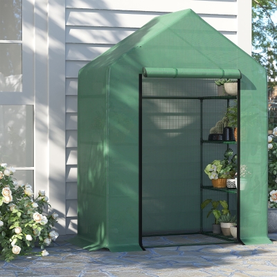 Outsunny 56"Lx28.75"Wx76.75"H Pop up Greenhouse Flower Plant Warm house 4 Tier Portable Garden